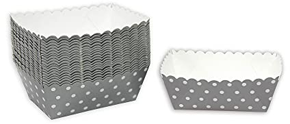 Frau WunderVoll® Kuchen Backformen 48 Stück, grau, weiße Punkte/Mini Kuchenform Backformen, Backförmchen, Muffin Backform, Papierbackform, Förmchen Papier Kastenform Einweg Backform