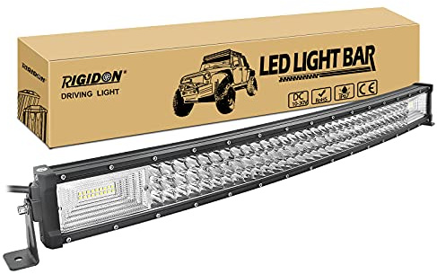 RIGIDON 32 pouces 80 cm 405W slim incurvée barre de led 4x4, 12V 24V 6000K | étanche, triple rangée, barre lumineuse led, pour offroad Véhicules Voiture camions ATV bateau tracteur, feu antibrouillard