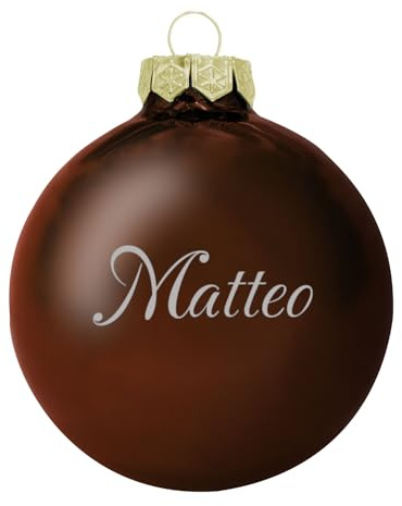 Deitert Weihnachtskugel mit Wunschtext Gravur, Ø 8cm, personalisierte Christbaumkugel aus Glas (glänzend), Individueller Weihnachtsbaumschmuck Namen oder Spruch, Wunschtext, Schoko