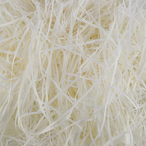 200 g geschreddertes Seidenpapier, weißer Bast, Geschenkfüller, Papierschnitzel, Gras, Basteln, Bastband für DIY-Geschenkboxen, Korb, Verpackung, Dekoration, Füllung