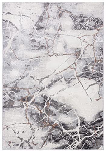 Carpeto Teppich Wohnzimmer 140x200cm Anthrazit Grau Abstrakt Glamour Weich | Teppich für Schlafzimmer Esszimmer Büro Pflegeleicht Fußbodenheizungsgeeignet Reinigungsmittelbeständig Kurzflor Synthetisch