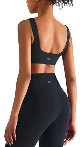 Sport Leggings Damen High Waist mit Buachkontrolle, Lycra® Spandex bietet Figure Shaping Stretch Atmungsaktiv, Yogahosen mit Tasche, Blickdicht Fitness Bekleidung Set für Workout-Schwarz-M
