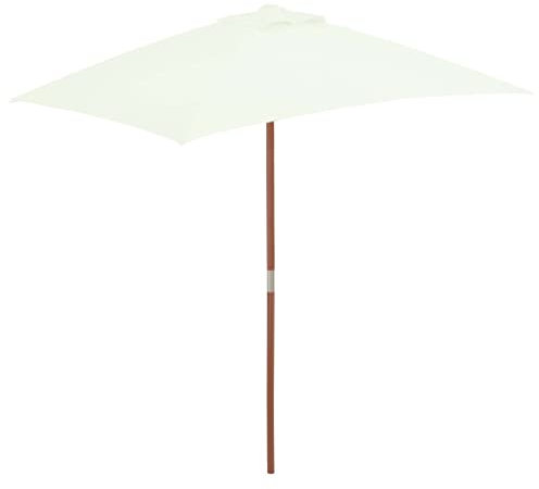homiuse Ombrellone 2x3 m Palo in Legno Bianco Crema Ombrellone Mare Ombrellone Da Esterno Ombrellone Spiggia Ombrellone Decentrato Ombrellone Da Balcone Ombrellone Da Giardino