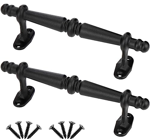 Peohud 2 Pack 24CM Sliding Barn Door Handles, Black Gate Pull Handle Heavy Duty, Rustic T Bar Handles, Door Hardware for Barn, Bedroom, Gate, Cabinet, Closet, Garage, Shed