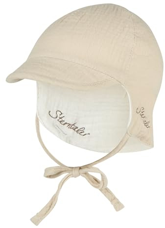 Sterntaler Schirmmütze Nacken Wende - Jungen Mütze zum Wenden mit kleinem Nackenschutz - UV-Schutz 50 Sonnenhut zum Binden - Baby und Kinder Kopfbedeckung aus Musselin (Bio)