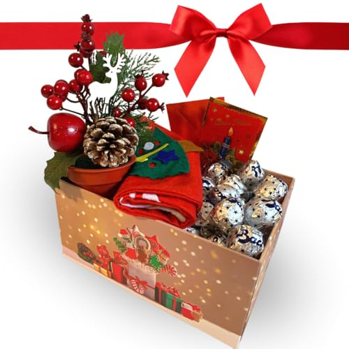 NARAMAKI® Baci Perugina Regalo Natale 2024 Cofanetto + 300Gr Cioccolatini Perugina + Calza Natalizia +Biglietto Auguri + Piantina Bacca Artificiale (COFANETTO + CALZA)