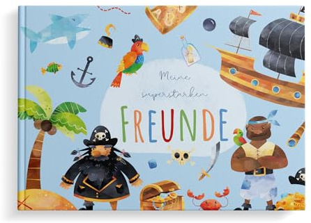 MeinBaby123® Freundebuch für Kinder, Freundschaftsbuch, Kindergarten und Schule, Freundschaftsalbum, Geschenk für Jungen (Pirat)