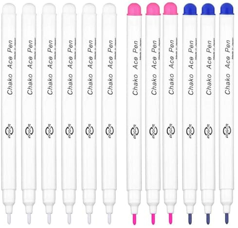 12 Stück Stoff-Trickmarker Aqua – Wasserlösliche, automatisch verschwindende und abwischbare Markierstifte für Schneider, Nähen, Quilten und Schneiderei