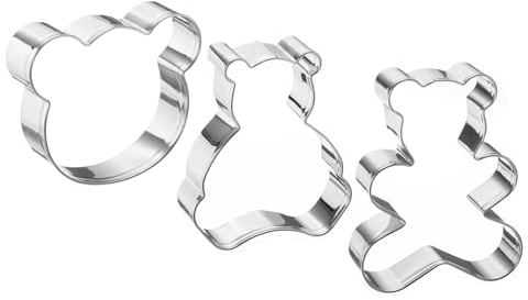 uxcell 3pcs Bear Cookie Cutter Set, Stainless Steel Bear Face Cookie Cutters Fondant Biscuit Cutters for Cake Decoration Birthday Gifts