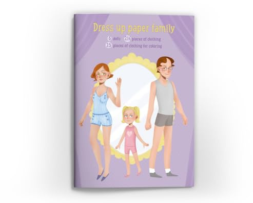 Junapack Anziehpuppen zum Ausschneiden Anziehpuppe aus Papier Papierpuppen-Spielbuch (6 Anziehpuppen/eine Familie aus Mama, Papa, Tochter, Sohn, Oma und Opa) mit Kleidungsstücken zum anziehen