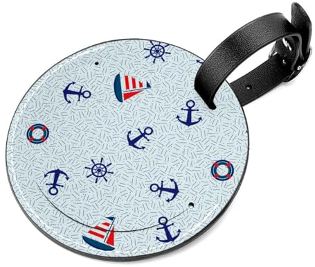 Gepäckanhänger mit Segelboot-Anker-Lenkrad und Rettungsring-Muster, Gepäckanhänger mit Edelstahlschlaufe, 2 Stück Gepäckanhänger, Halter für Reisegepäck, Gepäckkennzeichnung