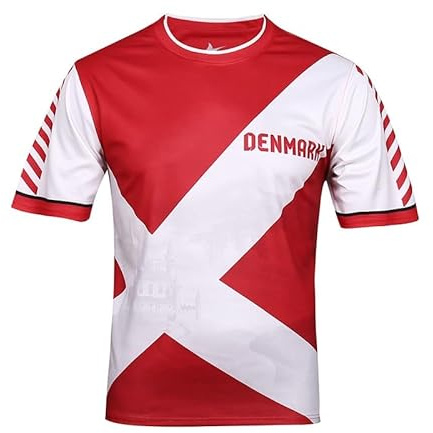 BINQER Fotbollströja herr Europe/America Cup Fotboll T-shirt Sweatshirt Fans Football Half Sleeves(Color:Denmark,Size:XXL)