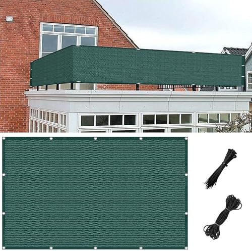 Malla Ocultacion Valla De 290 x 800 cm con Instalación Simple Varias Tamaños, Resistente Al Desgarro con Cuerdas Toldos Laterales para Balcon, para Jardín, Verde Oscuro