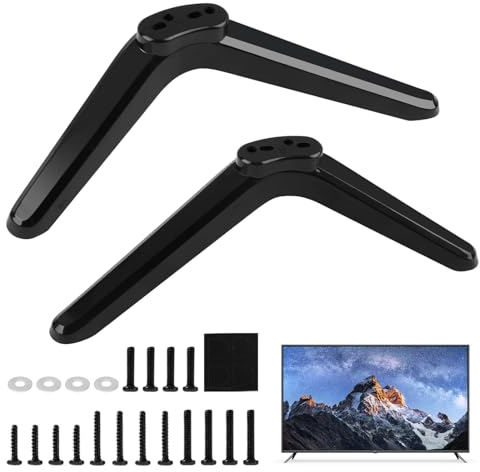 Elepl Pied TV Universel Noirs avec Vis Support de Table Smart TV Pieds de Meuble TV Distance de Trou de Montage de 17-20 mm Support TV sur Pied Compatible 32/40/49/50/55 Pouces Téléviseurs LCD LED