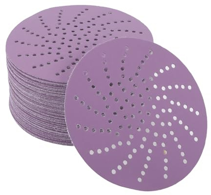 Partuto 50 Pcs 5 Inch 1500 Grit Universal Sanding Discs - Round Hook and Loop Sandpaper - Paper Base Purple