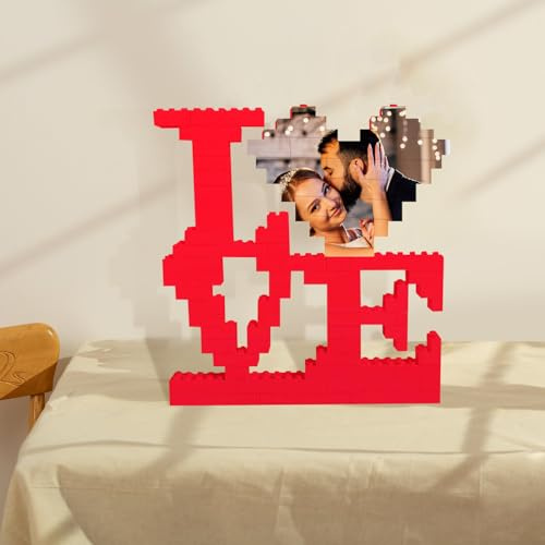 Personalisierte Foto Bauklötze Puzzles - Individuelles Love Steine Puzzle mit Herzförmigem Bild - DIY Romantische Wohnkultur Jahrestag Geburtstag Geschenke für Sie, Ihn, Liebende, Paare