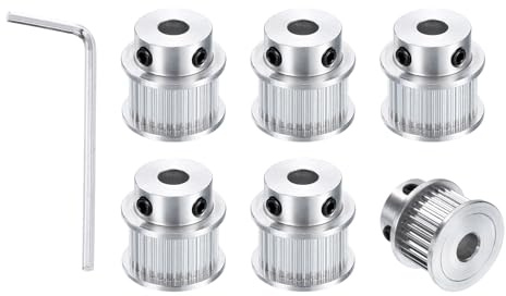 sourcing map GT-2 30T Riemenscheibe, Synchronrad, 6,35 mm Bohrung, Aluminium-Zahnriemenscheibe, 30 Zähne, passend für Breite 10 mm, Zahnriemen für 3D-Drucker, CNC-Maschine (mit Schraubenschlüssel), 4