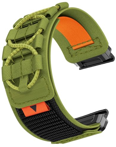 YOOSIDE Spänne ultralätt nylonarmband för Garmin Fenix 8 51 mm/epix Pro 51 mm/Instinct 2X/Fenix 7X, militära taktiska slingor sportklockor, klockarmband för Fenix 6X/Enduro, Quick Fit 26, Nylon, Ingen