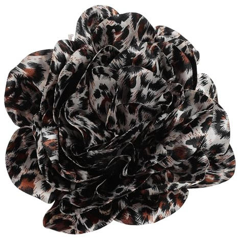 Holibanna Stoffbrosche Leopardenmuster Mit Großer Blume Handgefertigte Anstecknadel Aus Französischem Satin Damen Kleiderbrosche Für Hochzeit Bankett Und Party