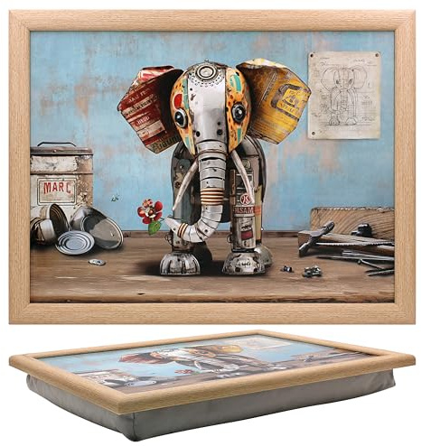 Lesser & Pavey Bug Art - Bandeja para Regazo de Elefante con Bolsa de Frijoles para Servir Platos, Bonitas bandejas para Comer en el Regazo para la Cena o el Desayuno, bandejas de Comida de Nuevo