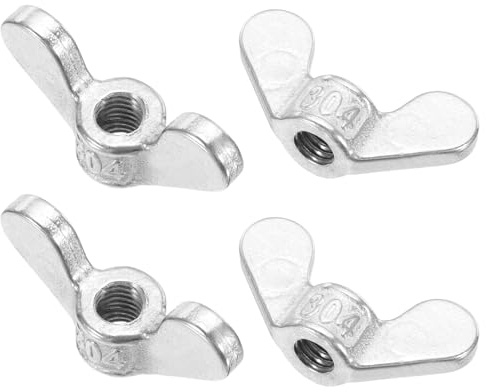 PATIKIL Tuercas de mariposa M6, 4 piezas de acero inoxidable 304 Tuercas de mariposa de acabado liso para reparar piezas de fijación de alas para fabricación de ingeniería