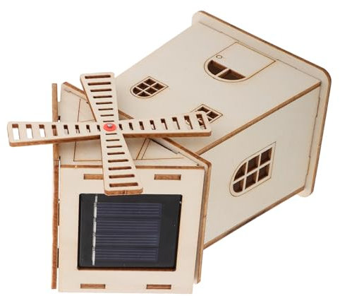 BESTonZON Solarbetriebene Holz Windmühlen Requisite Für Kinder Selbstgemacht Solarspielzeug Modellhaus Zum Bemalen Kleines Holz Bauset Für Wissenschaftsprojekte Und Kreative Dekoration