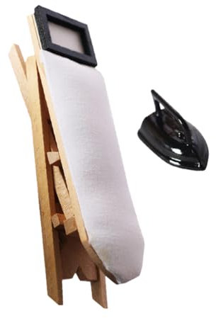 BESTonZON 1juego Mini Casa De Muñecas De Plancha y Mesa De Planchar Juguete Educativo para Muebles Miniatura para Decorar Casa De Muñecas Incluye Plancha y Tabla