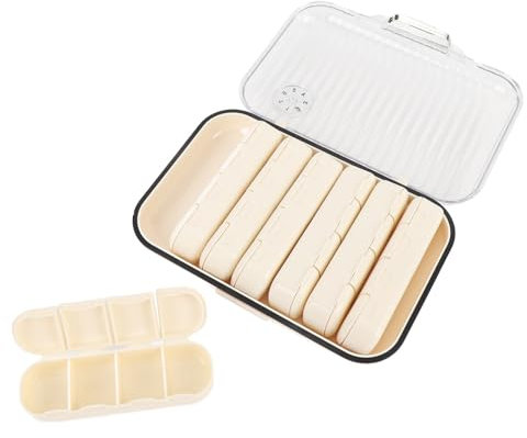 Organisateur hebdomadaire de médicaments, 7 jours boîte de médicaments en plastique fond de déversement fermeture sécurisée pour voyage (28 grilles)