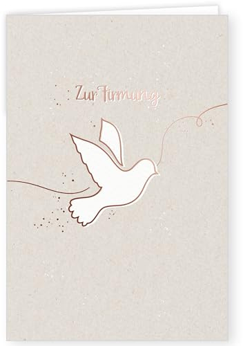 PremiumLine Glückwunschkarte zur Firmung | 1 Stück mit Umschlag | Firmungskarte, Grußkarte, Klappkarte aus edlem Naturkarton, innen Blanko | 11,5 x 17 cm