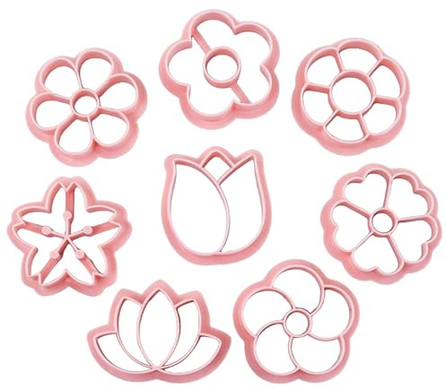 YUXITA Confezione da 8 stampi per biscotti a forma di fiore, per gli appassionati di pasticceria, biscotti, fondente, goffratore, timbri, resistenti alla ruggine, per dolci e dolci