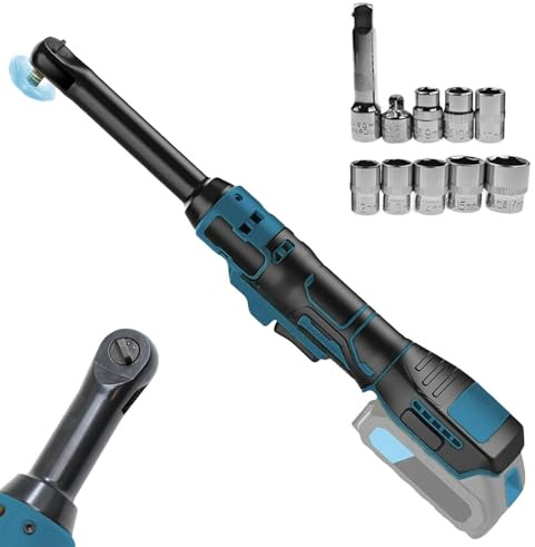Agrdeed 3/8 Cordless Ratchet Wrench Compatible with Makita 18V 20V, Electric Ratchet Wrench Kit with 8 Metric Sleeves, 16cm Extended Head, 80N.m, 320RPM Hand Ratchet Wrench (No Battery)