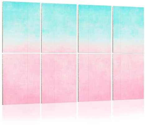 8 Pack Acoustic Wall Panels Sound Absorbing Wall Art acoustic foam Pastel Summer Springtime Ombre Pink Millennial Pale Mint 48x32 Sound Proofing Panels for walls Decorative Noise Dampening