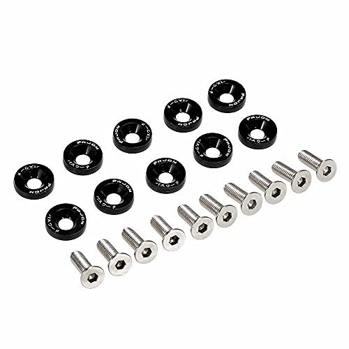 Rondella Paraurti Bullone,Rondella Per Paraurti 20pcs Bullone alluminio parafango paraurti rondella targa targa bullone motore baia abito vite billet kit(Black)