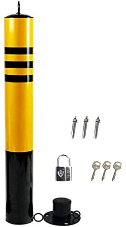 Paletti gialli, confezione da 1 - Paletti anticollisione rotondi, barriere for parcheggio con base di ancoraggio(Activity Style,55CM)