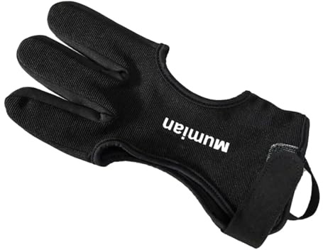 DXEHSEUY Bogenschießen-Handschuh, PU-Leder, Drei-Finger-Handschuh für Herren, Damen, Erwachsene, Anfänger, Größe S, Schwarz