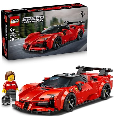 LEGO Speed Champions Ferrari SF90 XX Stradale Sports Car Toy - Model Kit w/Collectible Driver Minifigure - Easter Treat - Gift Idea for 9+ Year Old Boys & Motorsport Fans - 77254