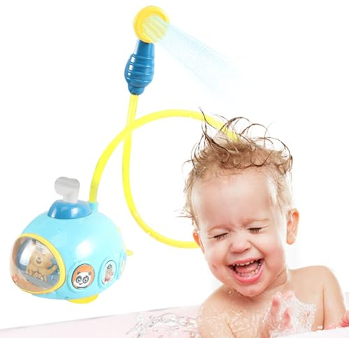 Jouet de Bain pour bébé avec Pomme de Douche, Jouet Baignoire sous-Marin électrique, arroseur, Pomme Douche, pulvérisation d'eau Piscine, sans Batterie, Bleu, Cadeau fête