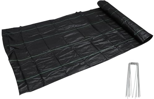 Hohopeti Telo Pacciamatura Antierbacce PP con Picchetti per Giardino Tessuto Traspirante Controllo Erbacce e Protezione Terreno