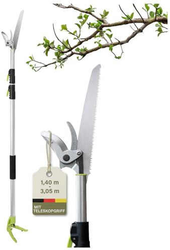 novaterra® Astschere Teleskop 2in1 mit Astsäge, 1,4-3,05 m Stiel