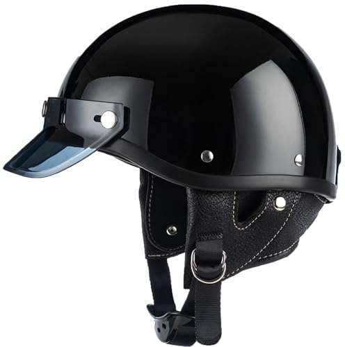 Casque De Moto Casque Jet, Retro Casque De Scooter Casques Bols Homologué ECE/Dot Casque Moto Vintage Demi Casque De Moto avec Visière pour Moto Et Scooter
