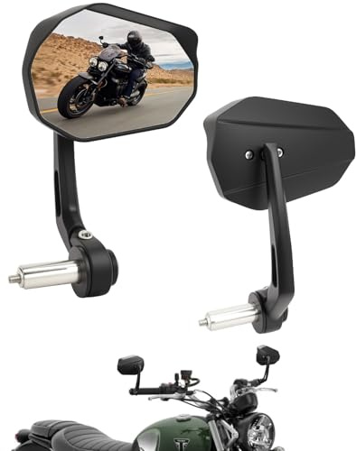 SUPAREE Motorcycle Mirrors Motorbike Bar end Mirrors Bar wing Mirror Motorbike with E-MARK with Rain Deflector Aluminum 360°Rotating Suitable for Scooter Cruiser Sport(2-Pack)