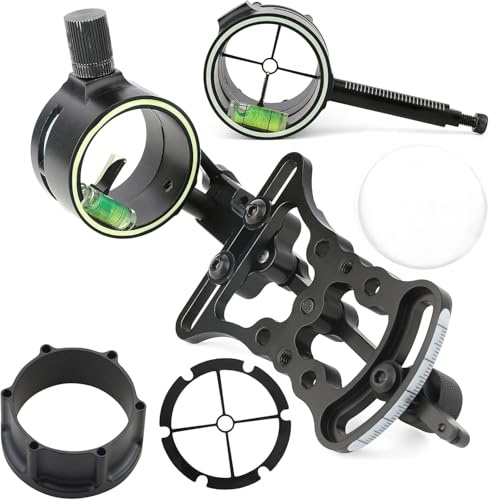 Compoundbogen-Visier mit 1 Pin, 4X, 6X, 8X Vergrößerungslinse, 1-Pin-Visier für Bogenschießen und Jagd, geeignet für Rechtshänder (Visier + 6-Fach-Lupe)