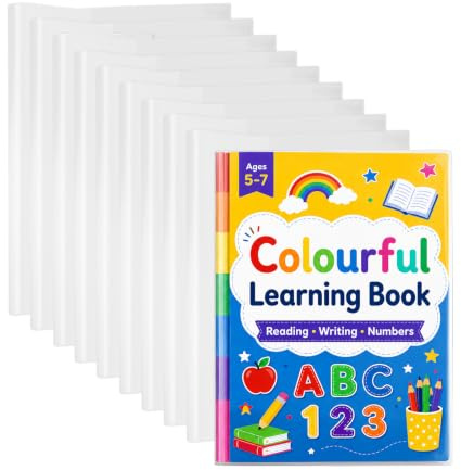 Buchumschläge Schulbücher 19x26cm, 10 Stück Buchumschlag Transparent | Verstellbare Bucheinschlagfolie Wasserdicht Kunststoff Buchschoner für Home Office & Schule