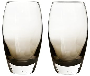 Denby - Halo Smoked Grey Large Tumblers Set of 2 - 540ml Hand Blown Hand Finished Juice, Water Glasses - Dishwasher Safe - Stemless Wine Cocktail Glasses