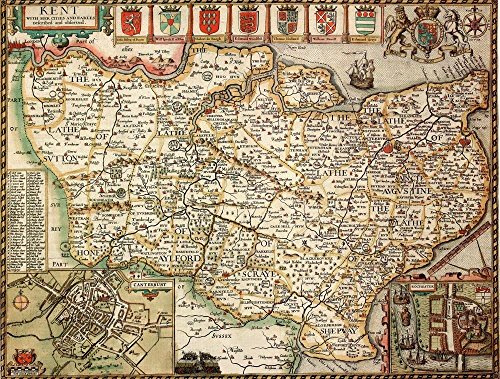 Map Marketing KENT1 Kent Historische Karte 1000 Teile Puzzle (1610) Kostenloser Druck