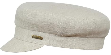 Sterkowski Fiddler Schirmmütze | Leinen Schiffermütze für Herren und Frauen | Schiebermütze Herren Sommer Elbsegler Mütze Herren Ballonmütze Herren Schirmmützen für Herren 54 cm Beige