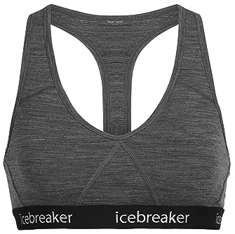 Icebreaker ICEKQ Women Sprite Racerback Bra Underwear - Gritstone Hthr/Black, XL