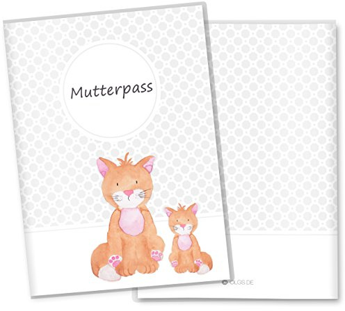 OLGS Mutterpasshülle 3-teilig Katze | Baby Schwangerschaft Geschenkidee Schutzhülle für den Mutterpass | Für werdende Mütter (Mutterpass ohne Personalisierung, Motiv: Katze)