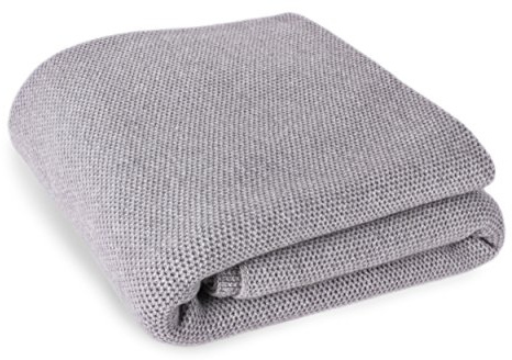 Love Cashmere - Coperta in 100% cashmere, motivo a nido d'ape, da viaggio, realizzata a mano in Scozia grigio chiaro Medium