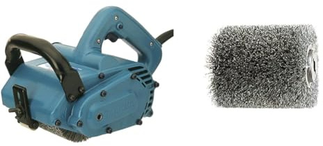 Makita N9741 - Levigatrice a Pennello 100x120 mm 860W 3500 rpm 4.2 kg + Makita P-04400 - Rodillo de puas de acero para desoxidacion y eliminacion de barniz